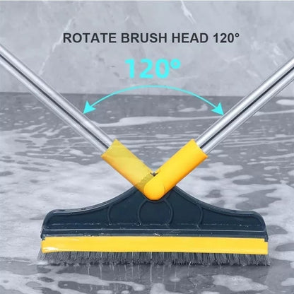 Floor Scrub Brush With Adjustable Long Handle 2 In 1 Scrape And Brush Stiff Bristle Bathroom Kitchen Floor Cleaning Brush..